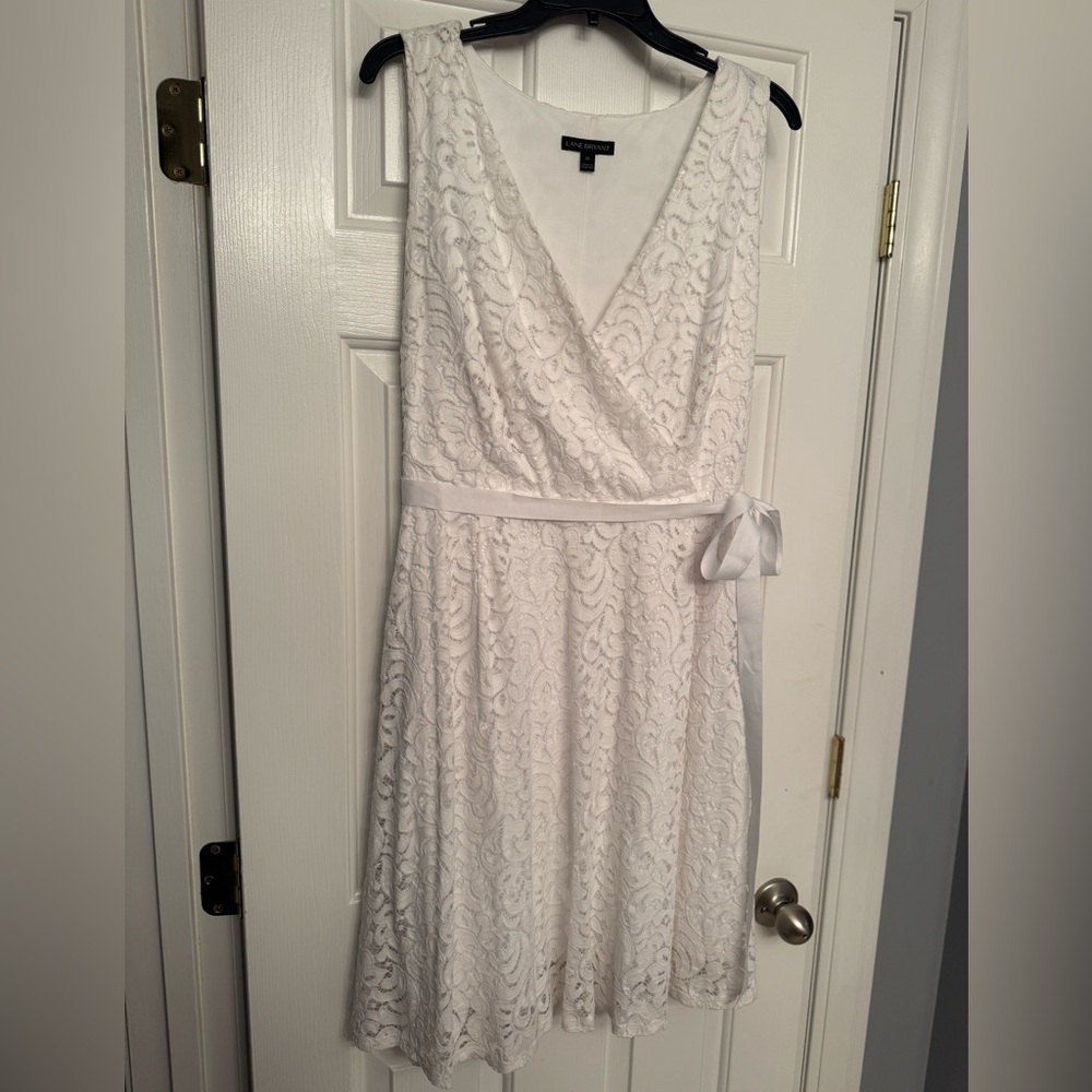 Lane Bryant White Lace Midi Dress